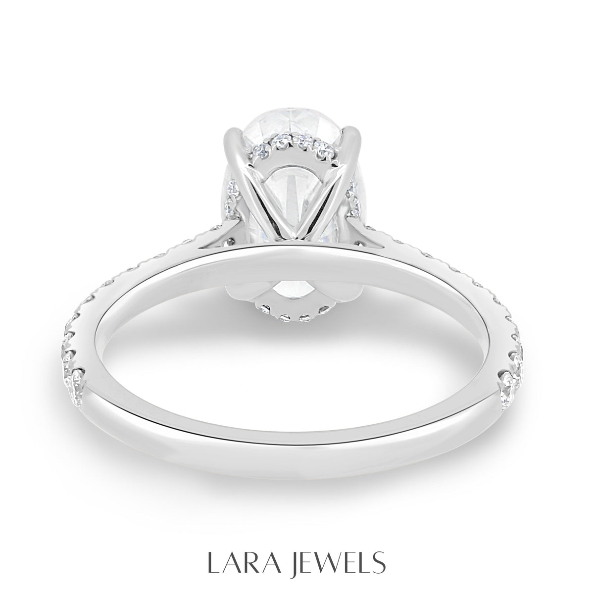 1.50-3.50 CT Oval Lab Grown Diamond Hidden Halo Engagement Ring