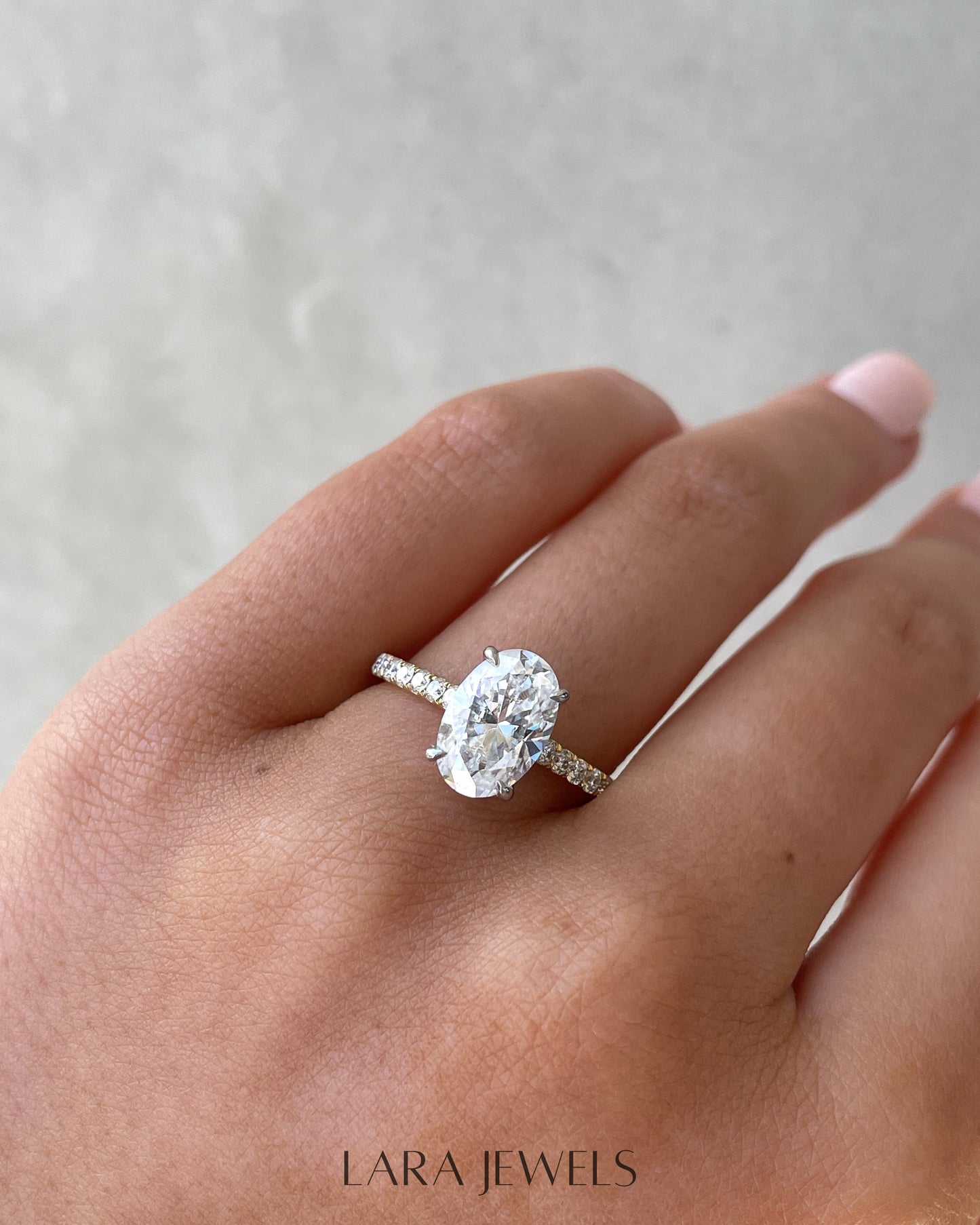 1.50-3.50 CT Oval Lab Grown Diamond Hidden Halo Engagement Ring