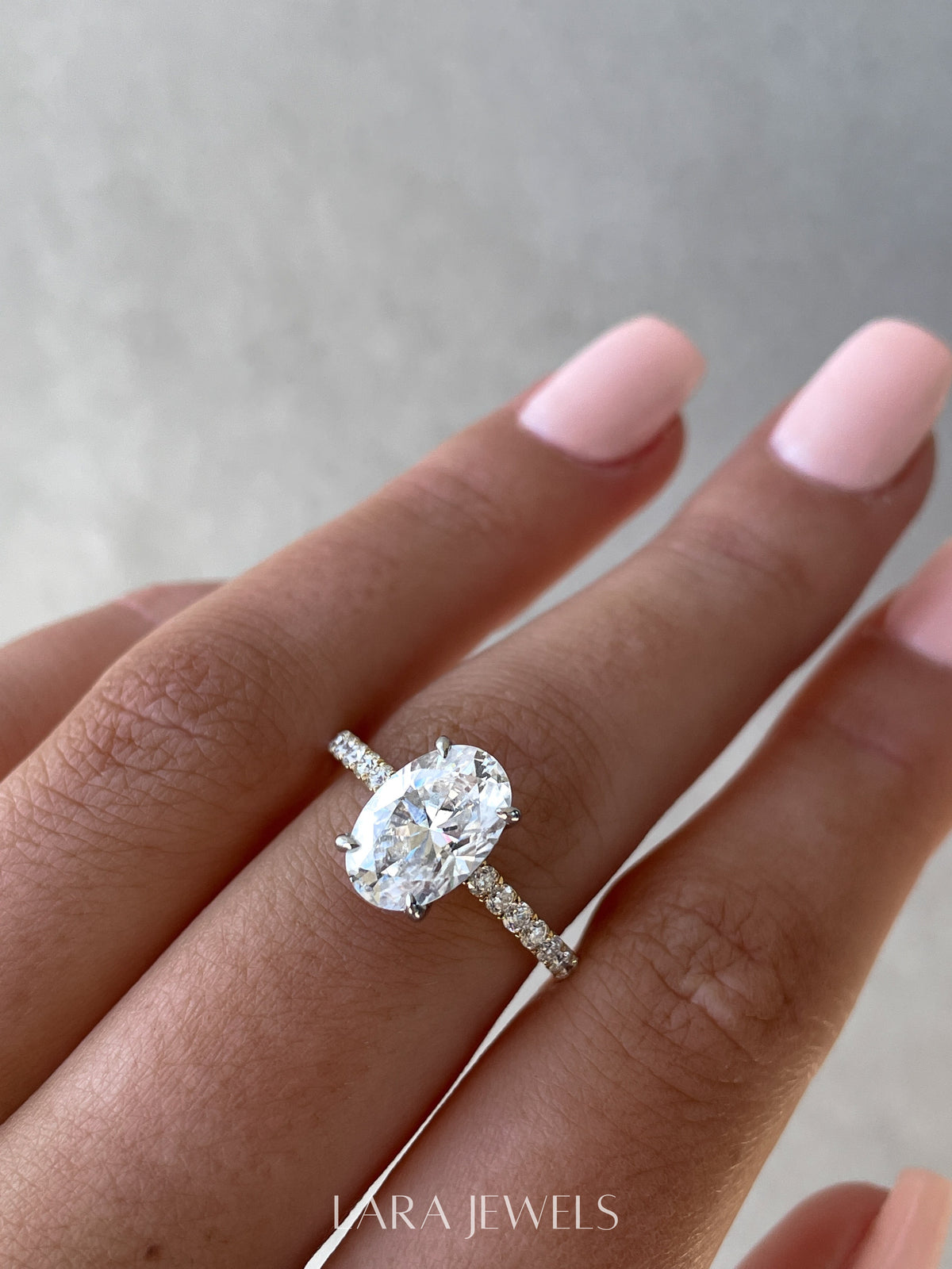 1.50-3.50 CT Oval Lab Grown Diamond Hidden Halo Engagement Ring