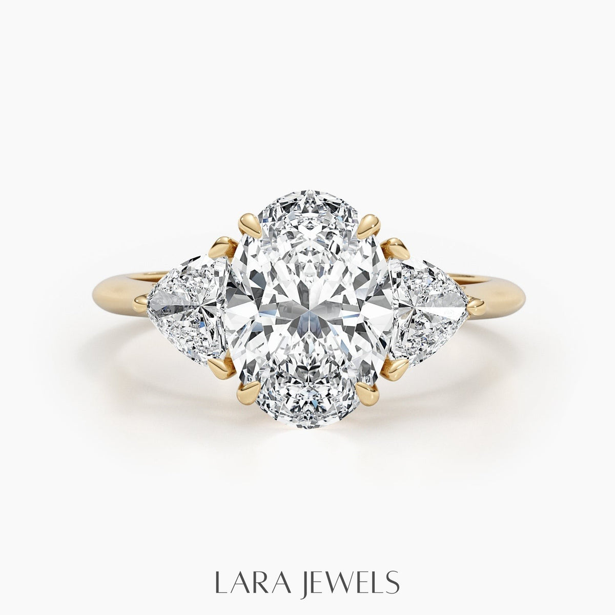 1.50-3.50 CT Oval Lab Grown Diamond Three Stones Engagement Ring