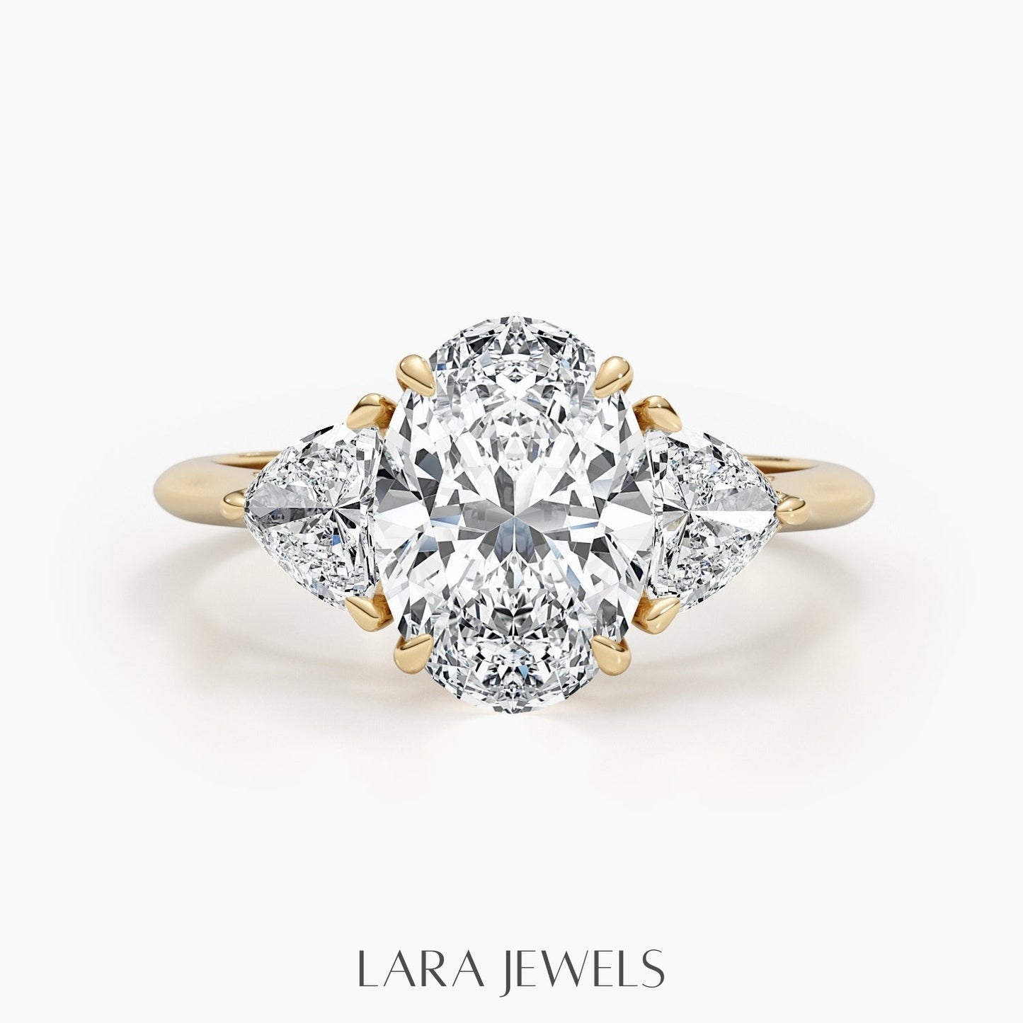 1.50-3.50 CT Oval Lab Grown Diamond Three Stones Engagement Ring