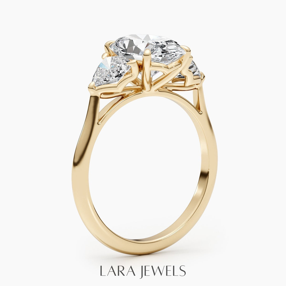 1.50-3.50 CT Oval Lab Grown Diamond Three Stones Engagement Ring
