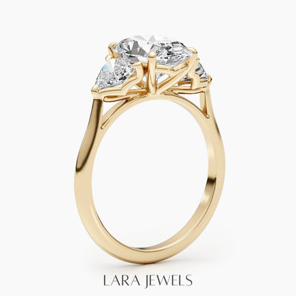 1.50-3.50 CT Oval Lab Grown Diamond Three Stones Engagement Ring