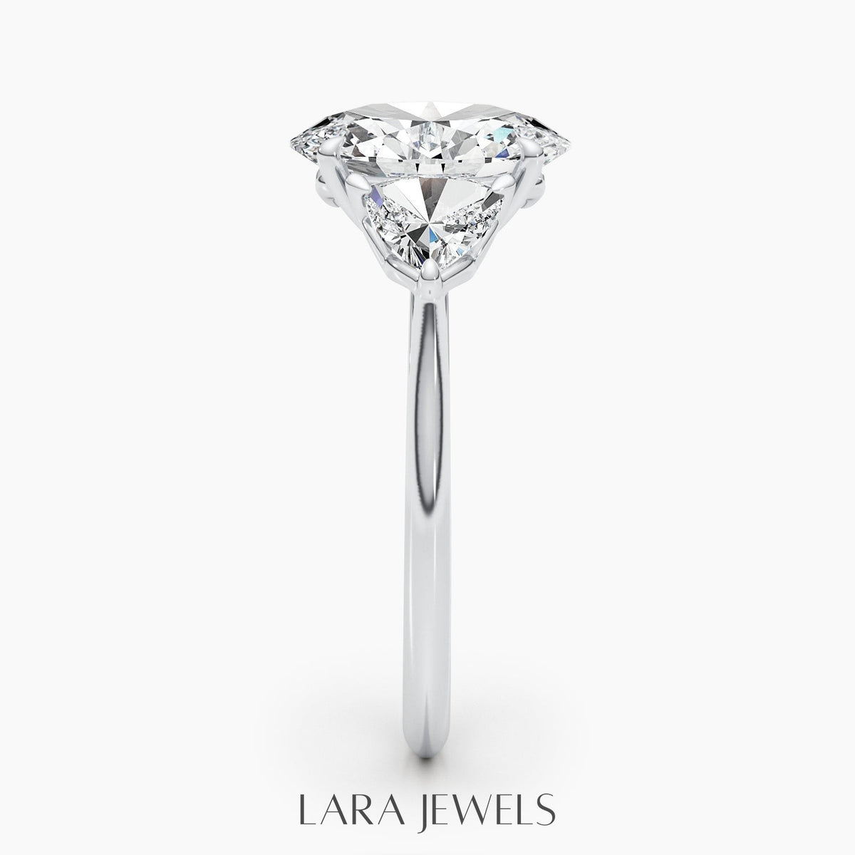 1.50-3.50 CT Oval Lab Grown Diamond Three Stones Engagement Ring