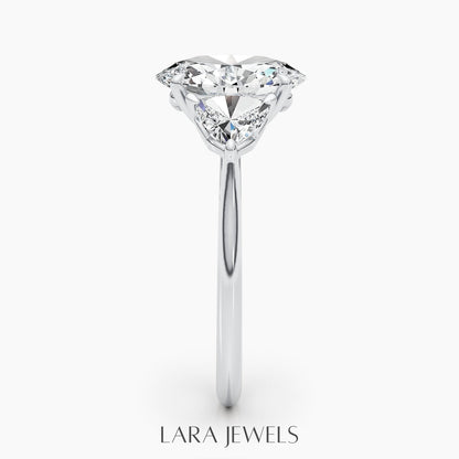 1.50-3.50 CT Oval Lab Grown Diamond Three Stones Engagement Ring