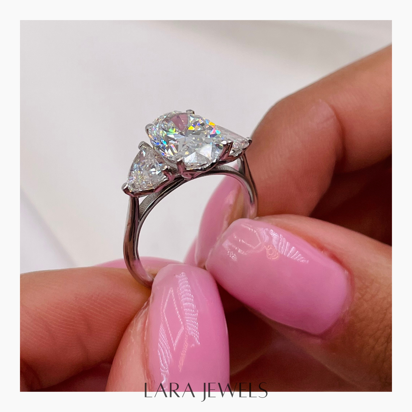 1.50-3.50 CT Oval Lab Grown Diamond Three Stones Engagement Ring