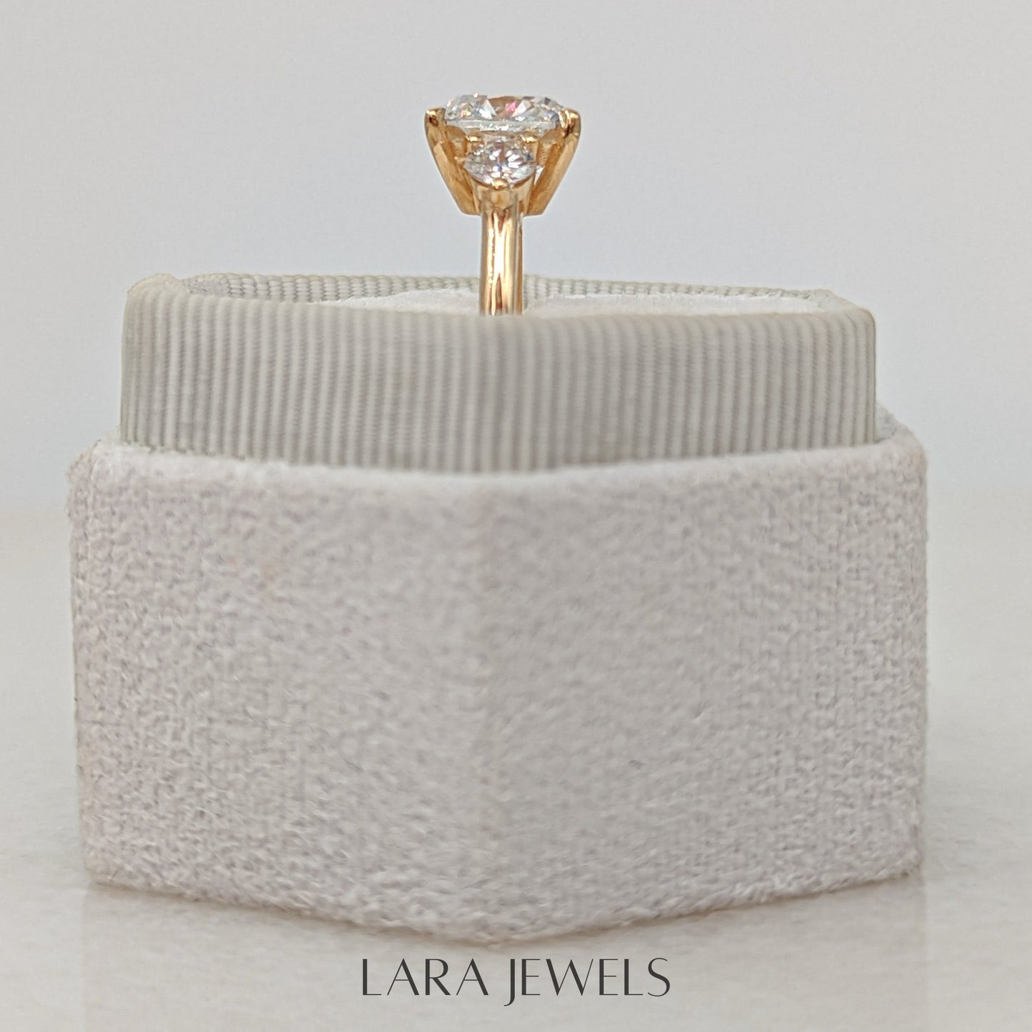 1.50-3.55 CT Cushion Lab Grown Diamond Three Stones Engagement Ring