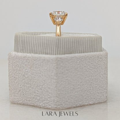 1.50-3.55 CT Cushion Lab Grown Diamond Three Stones Engagement Ring