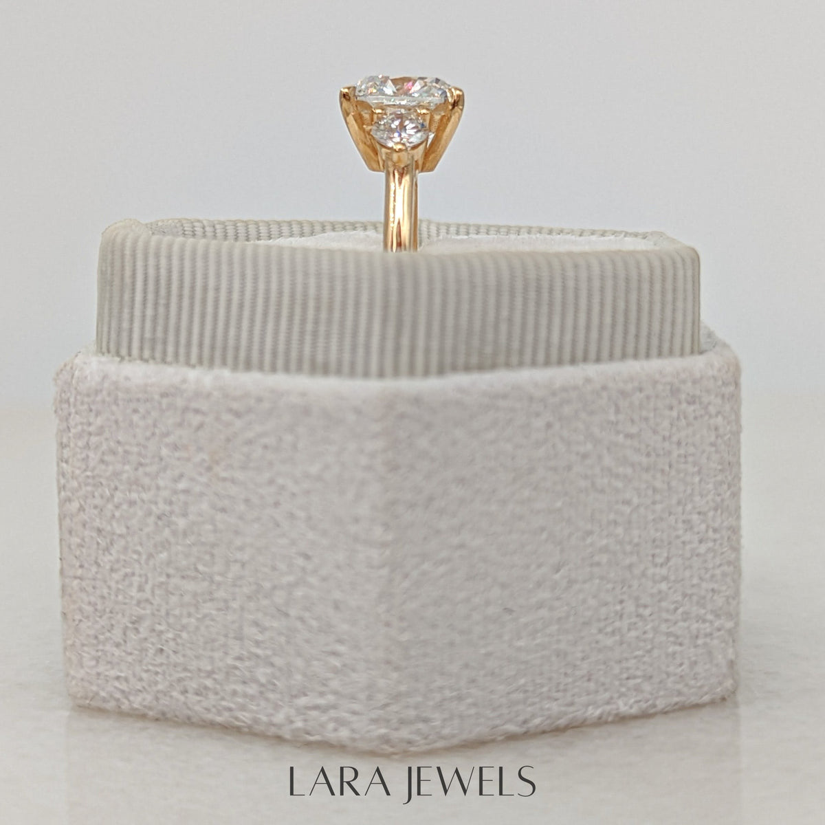 1.50-3.55 CT Cushion Lab Grown Diamond Three Stones Engagement Ring