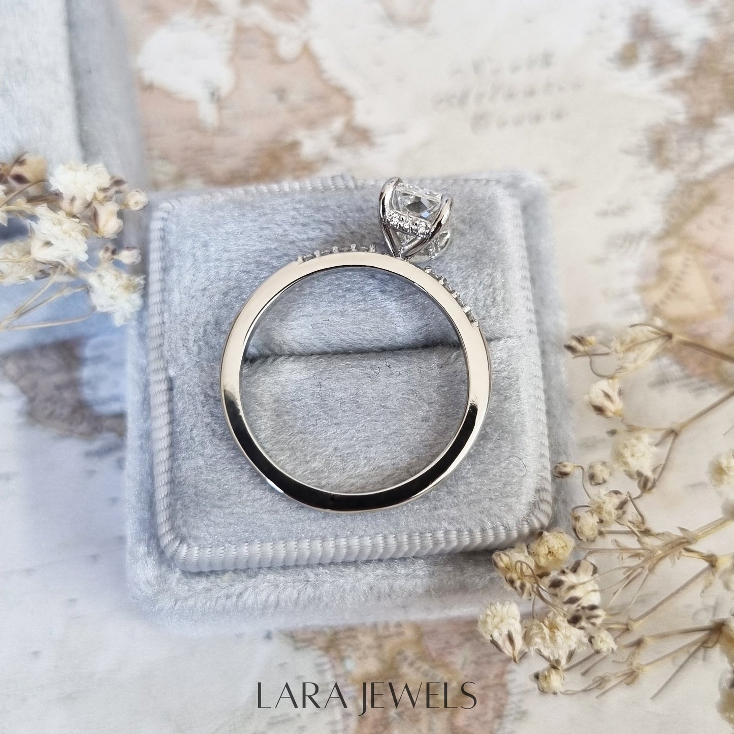 1.51-3.50 CT Radiant Lab Grown Diamond Hidden Halo Engagement Ring