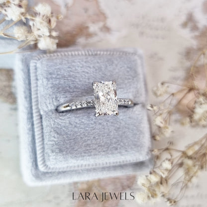 1.51-3.50 CT Radiant Lab Grown Diamond Hidden Halo Engagement Ring