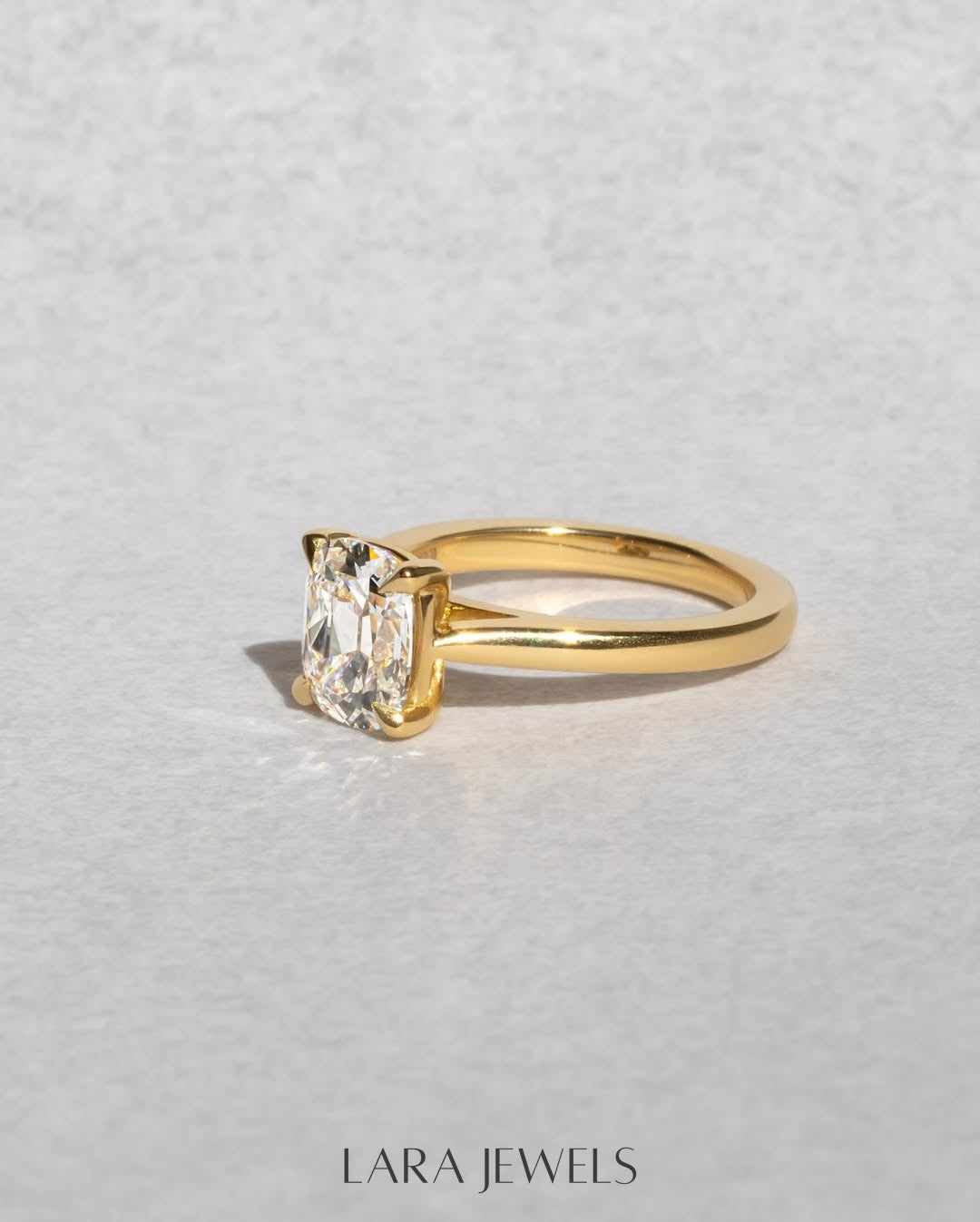 1.0-3.50 CT Cushion Lab Grown Diamond Solitaire Engagement Ring