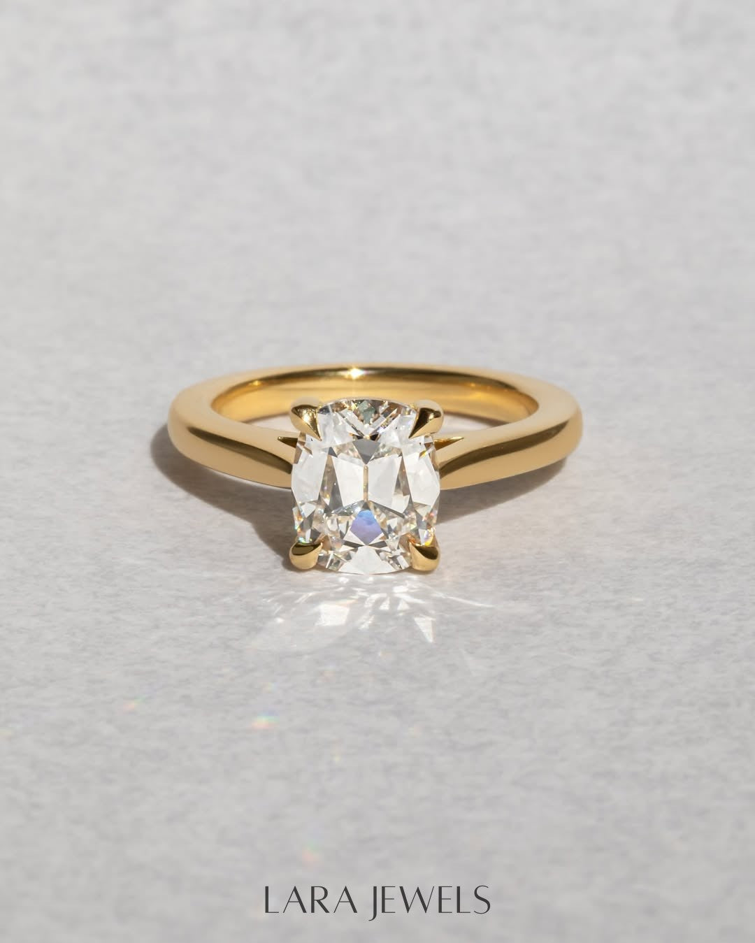 1.0-3.50 CT Cushion Lab Grown Diamond Solitaire Engagement Ring