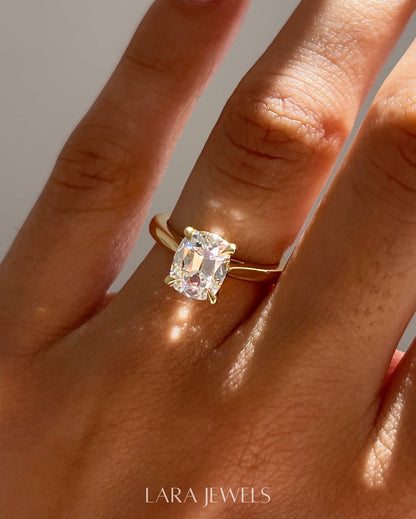 1.0-3.50 CT Cushion Lab Grown Diamond Solitaire Engagement Ring