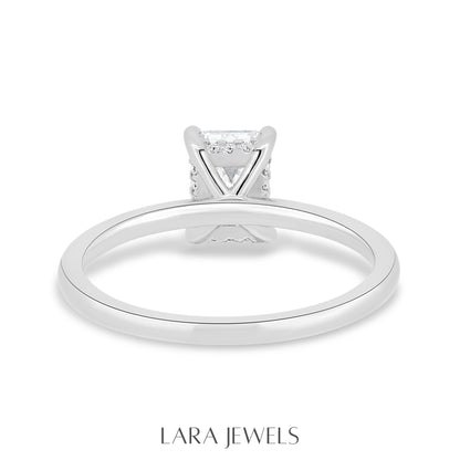 1.86-3.50 CT Emerald Lab Grown Diamond Hidden Halo Engagement Ring