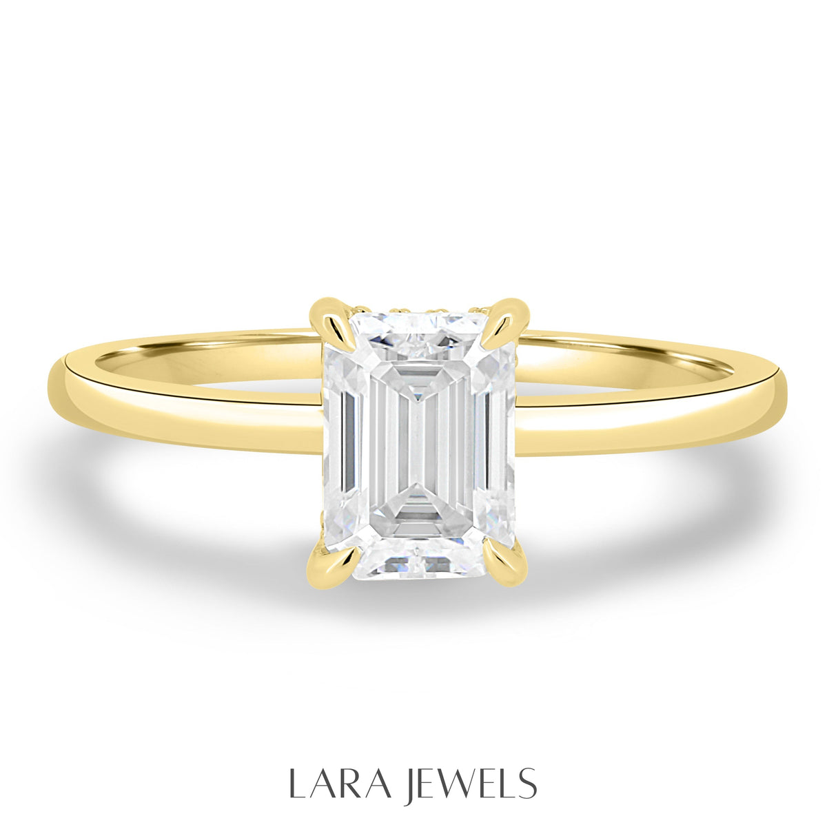 1.86-3.50 CT Emerald Lab Grown Diamond Hidden Halo Engagement Ring