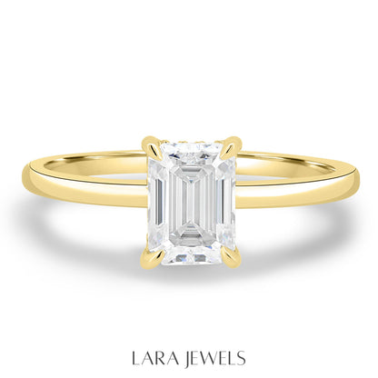 1.86-3.50 CT Emerald Lab Grown Diamond Hidden Halo Engagement Ring
