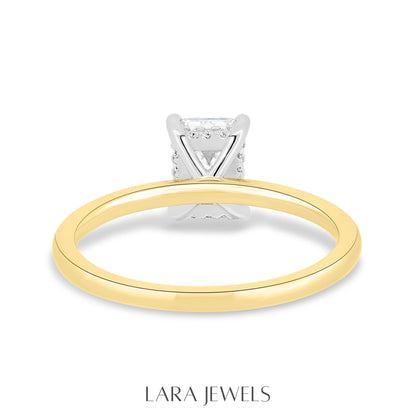 1.86-3.50 CT Emerald Lab Grown Diamond Hidden Halo Engagement Ring