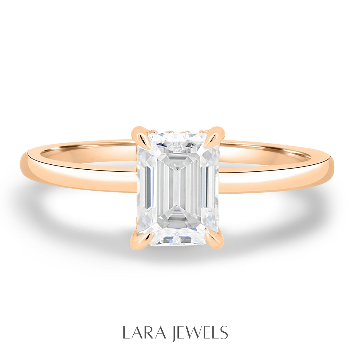 1.86-3.50 CT Emerald Lab Grown Diamond Hidden Halo Engagement Ring