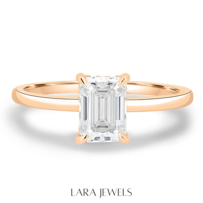 1.86-3.50 CT Emerald Lab Grown Diamond Hidden Halo Engagement Ring
