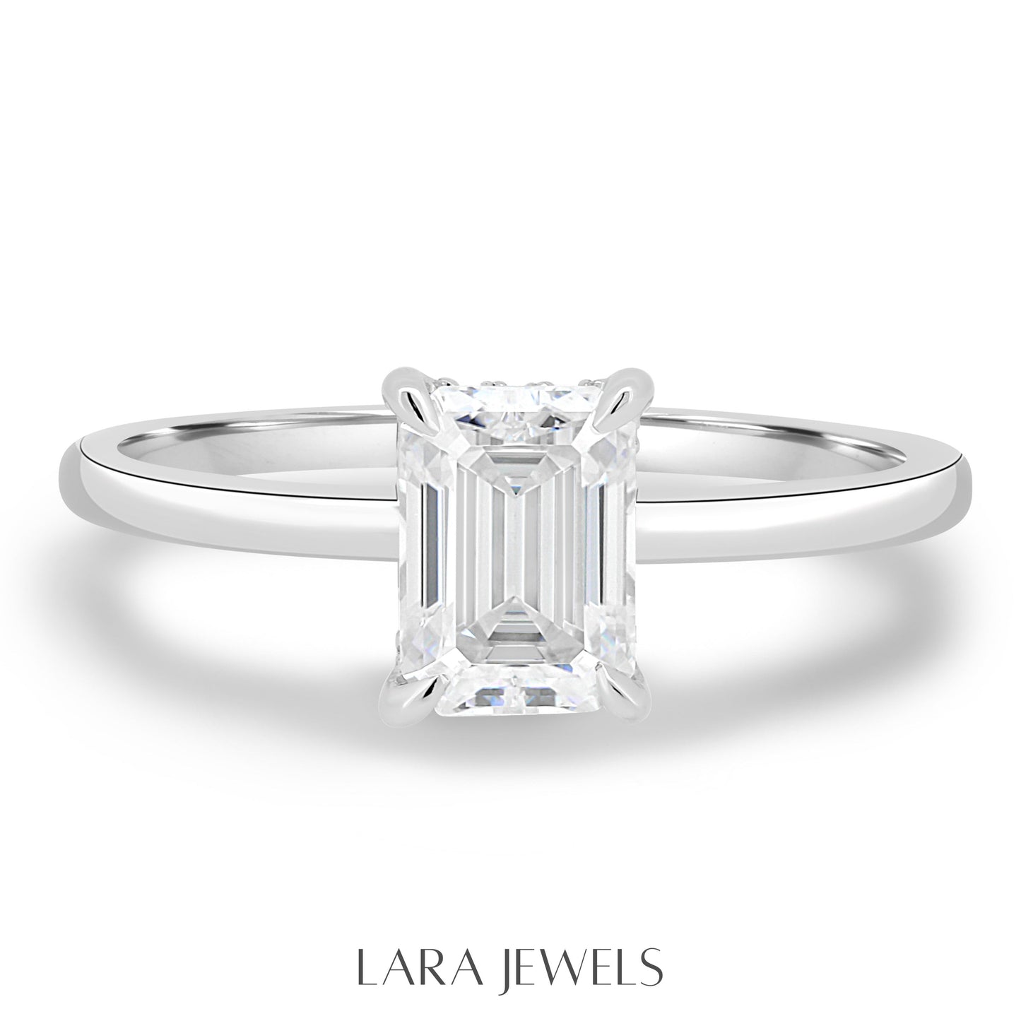 1.86-3.50 CT Emerald Lab Grown Diamond Hidden Halo Engagement Ring