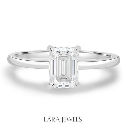 1.86-3.50 CT Emerald Lab Grown Diamond Hidden Halo Engagement Ring