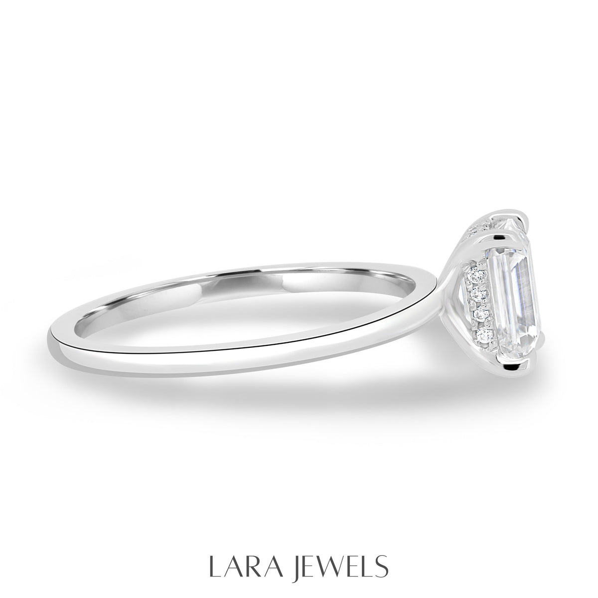 1.86-3.50 CT Emerald Lab Grown Diamond Hidden Halo Engagement Ring