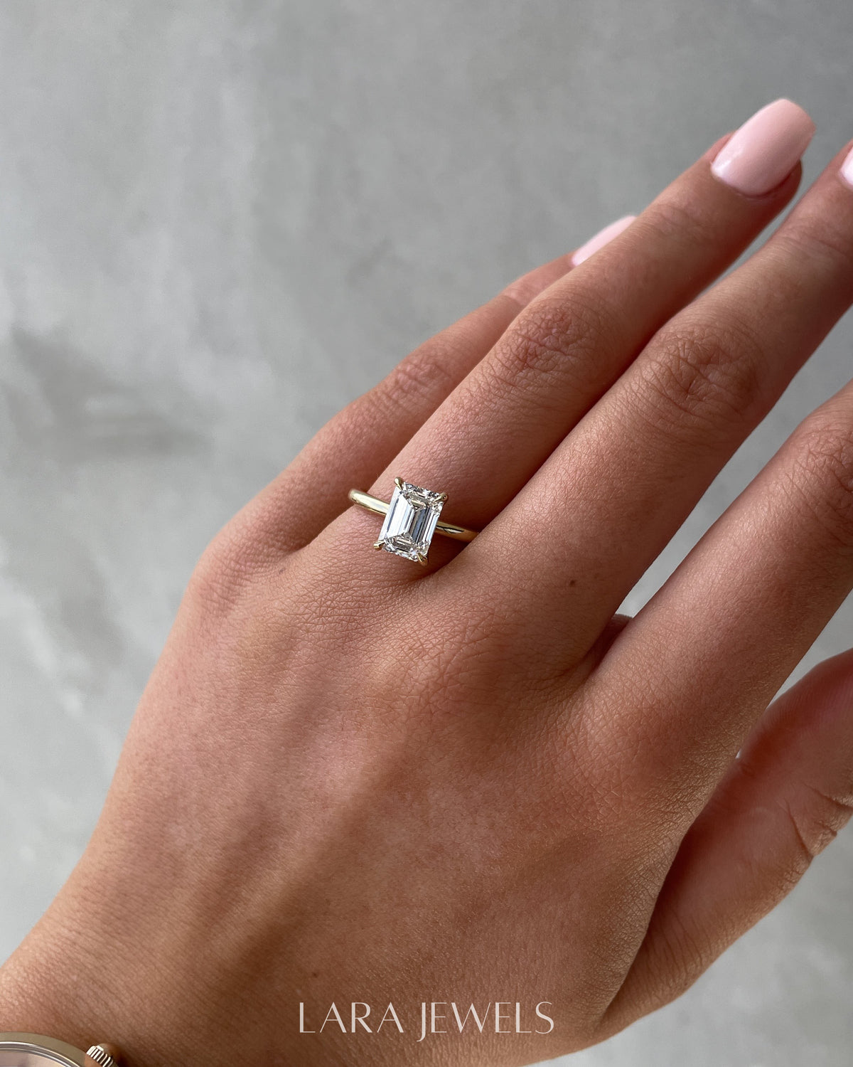 1.86-3.50 CT Emerald Lab Grown Diamond Hidden Halo Engagement Ring