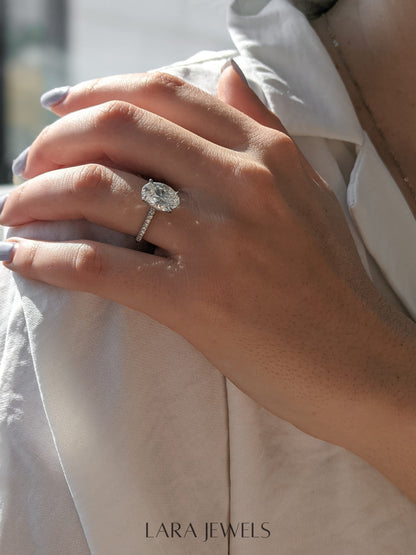 2.0-4.0 CT Oval Lab Grown Diamond Pave Engagement Ring