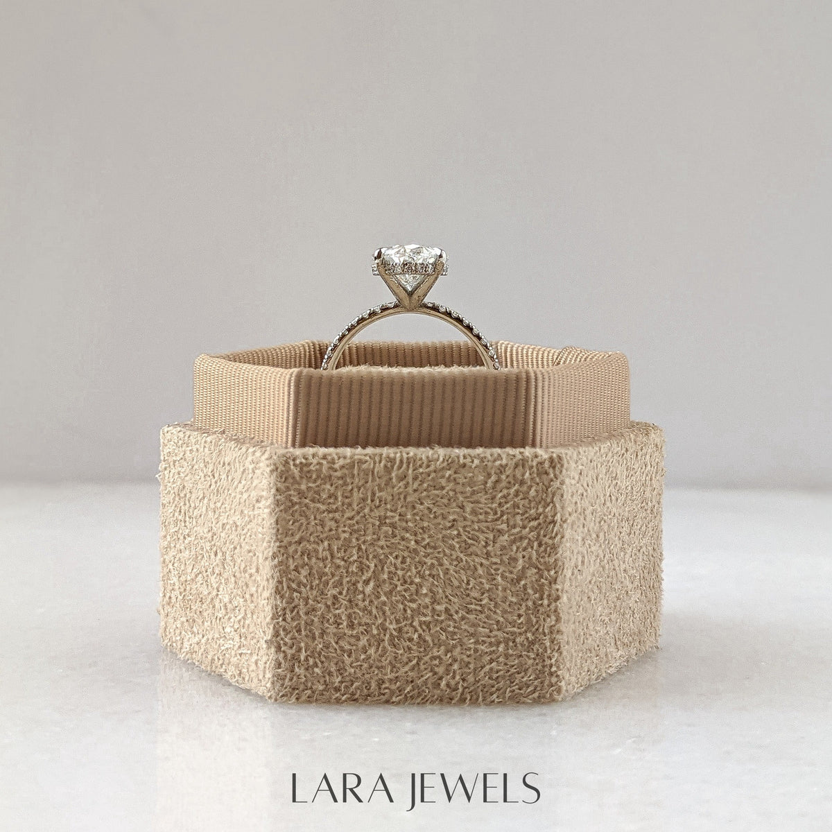 2.0-4.0 CT Oval Lab Grown Diamond Pave Engagement Ring