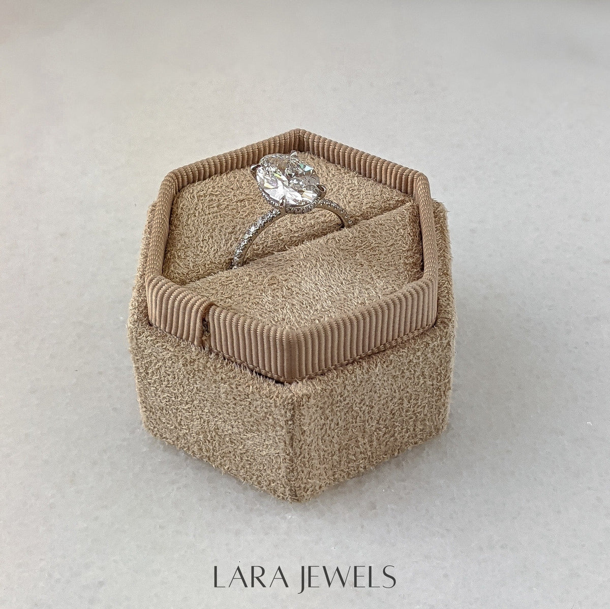 2.0-4.0 CT Oval Lab Grown Diamond Pave Engagement Ring
