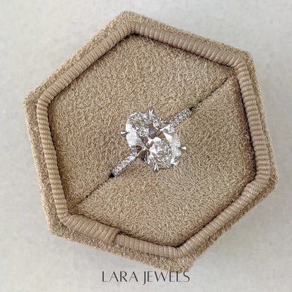 2.0-4.0 CT Oval Lab Grown Diamond Pave Engagement Ring