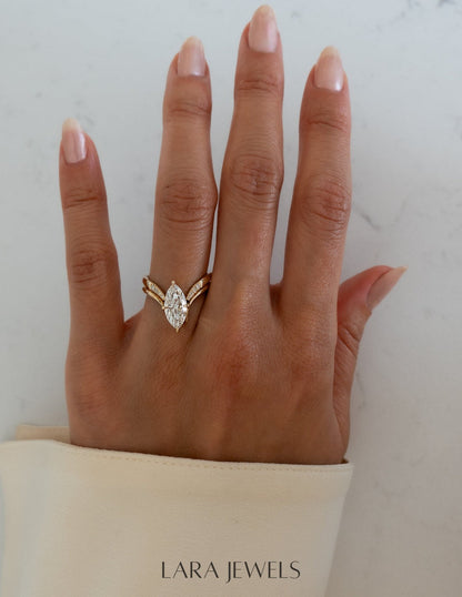2.0 CT Marquise Lab Grown Diamond Solitaire Style Bridal Set-Kelvin