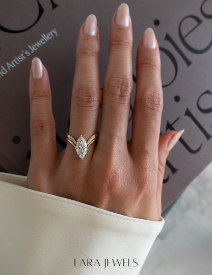 2.0 CT Marquise Lab Grown Diamond Solitaire Style Bridal Set-Kelvin