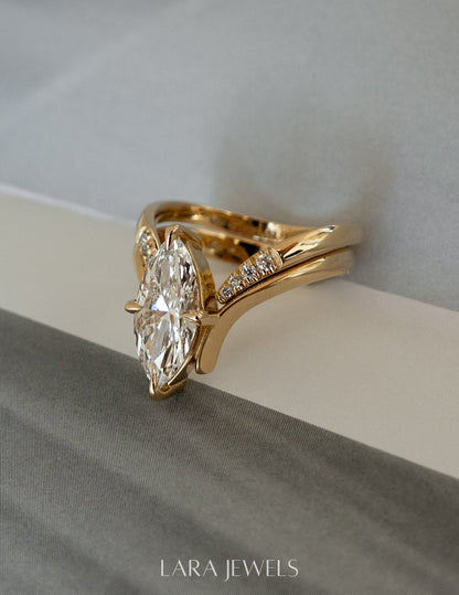 2.0 CT Marquise Lab Grown Diamond Solitaire Style Bridal Set-Kelvin