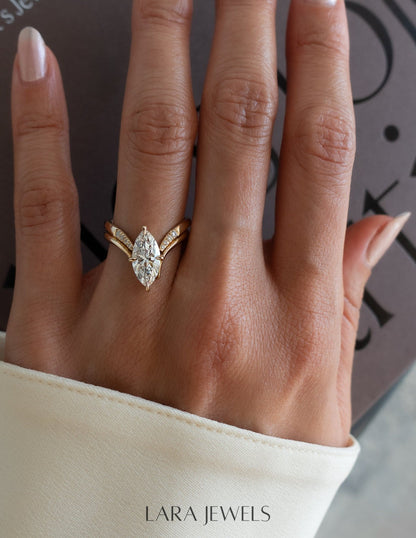 2.0 CT Marquise Lab Grown Diamond Solitaire Style Bridal Set-Kelvin