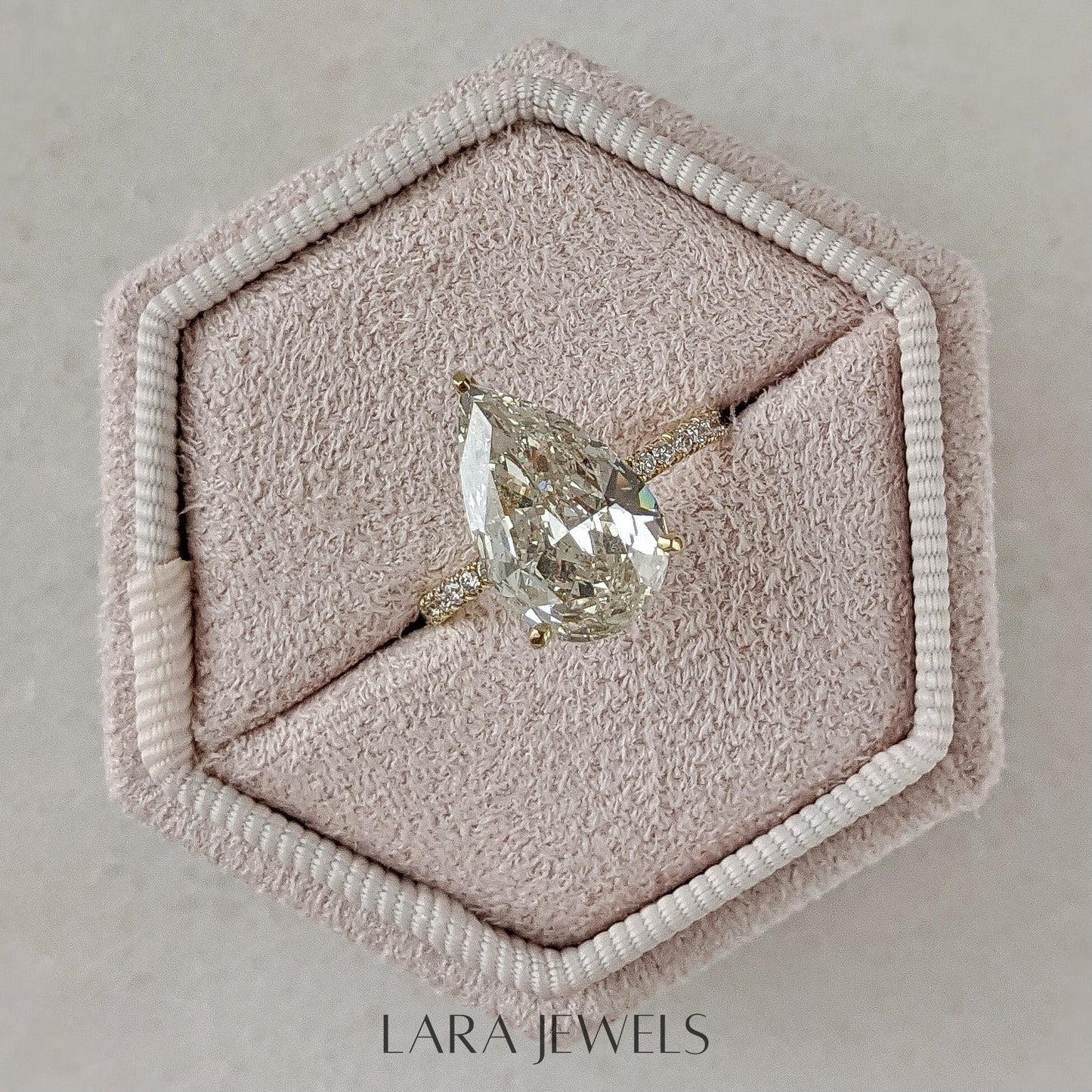 2.50-4.45 CT Pear Lab Grown Diamond Pave Engagement Ring