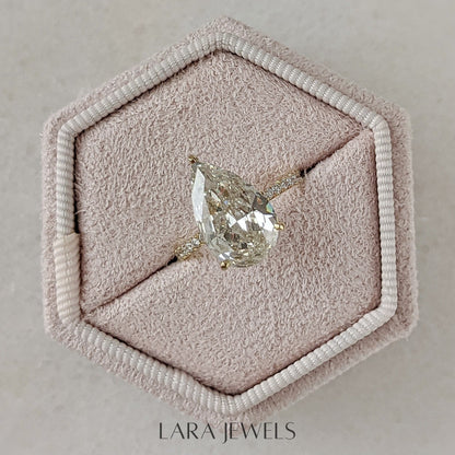 2.50-4.45 CT Pear Lab Grown Diamond Pave Engagement Ring