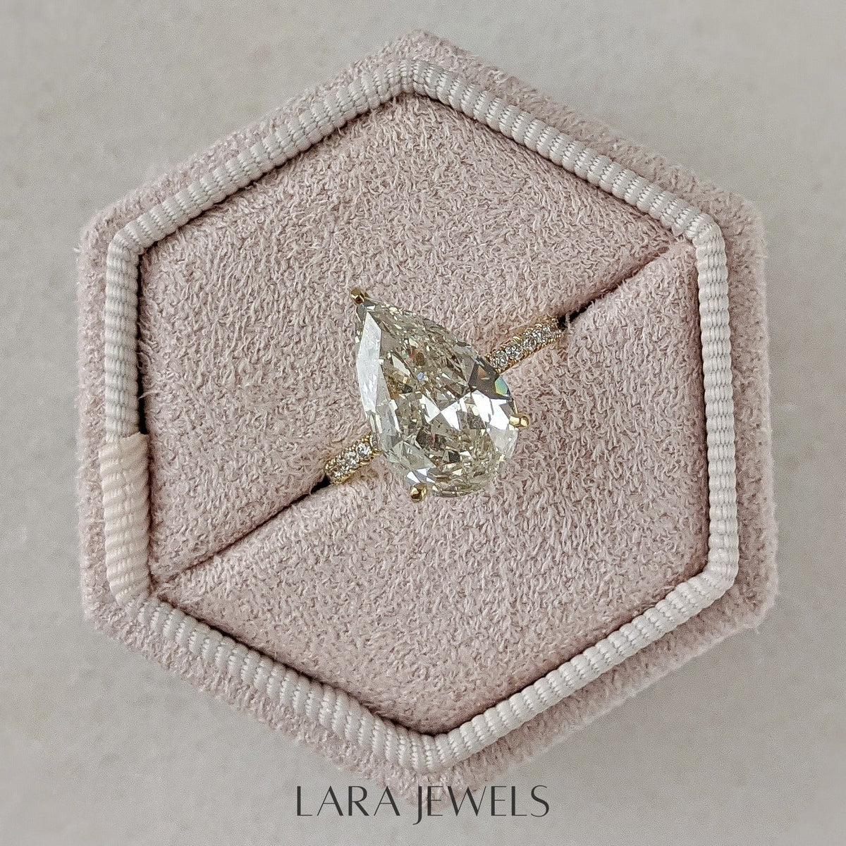2.50-4.45 CT Pear Lab Grown Diamond Pave Engagement Ring