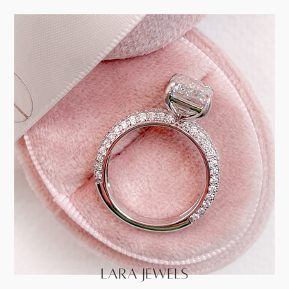 2.50-4.50 CT Emerald Lab Grown Diamond Pave Engagement Ring