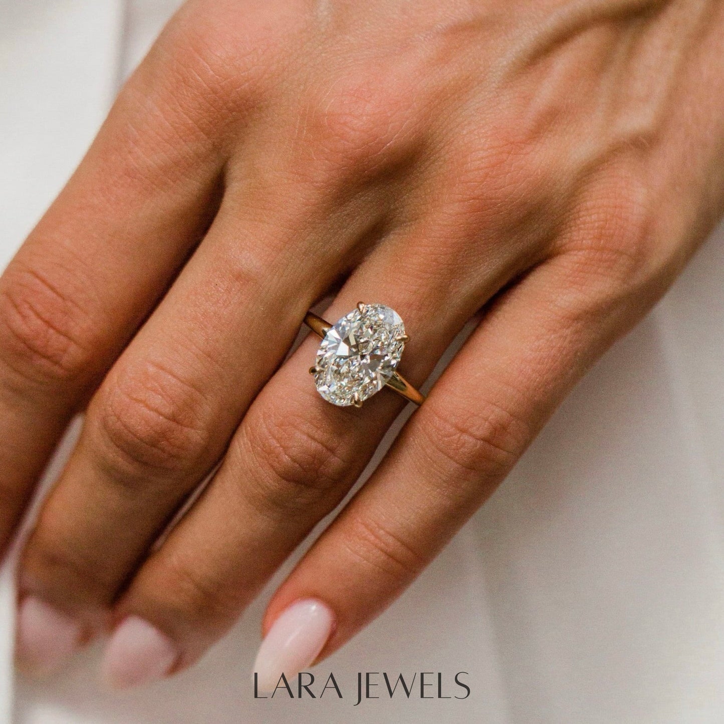 3.0-5.0 CT Oval Shaped Lab Grown Diamond Solitaire Engagement Ring