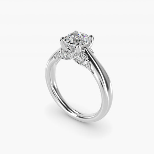 Wide Band Solitaire Engagement Ring in Platinum (5mm) - Cushion Center