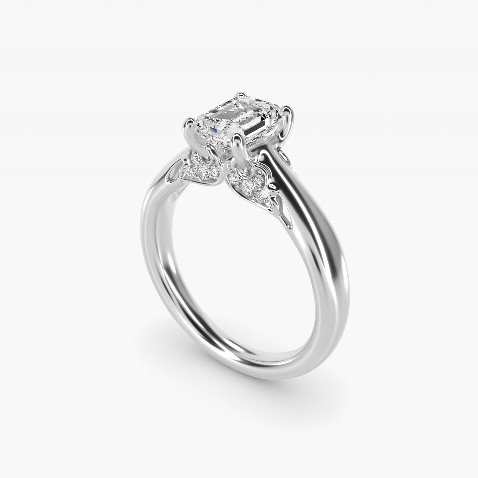 Wide Band Solitaire Engagement Ring in Platinum (5mm) - Emerald Center