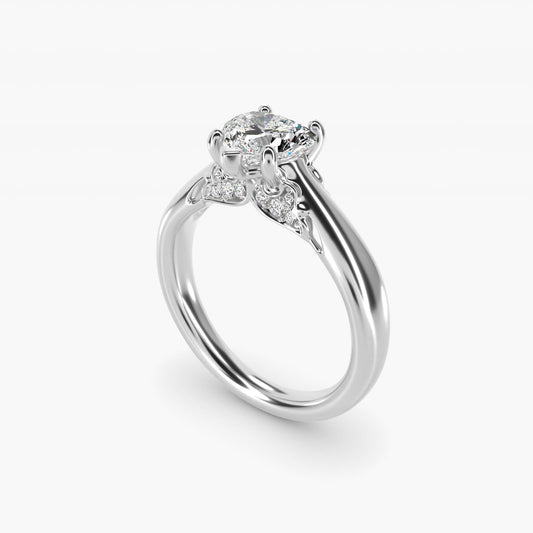 Wide Band Solitaire Engagement Ring in Platinum (5mm) - Heart Center