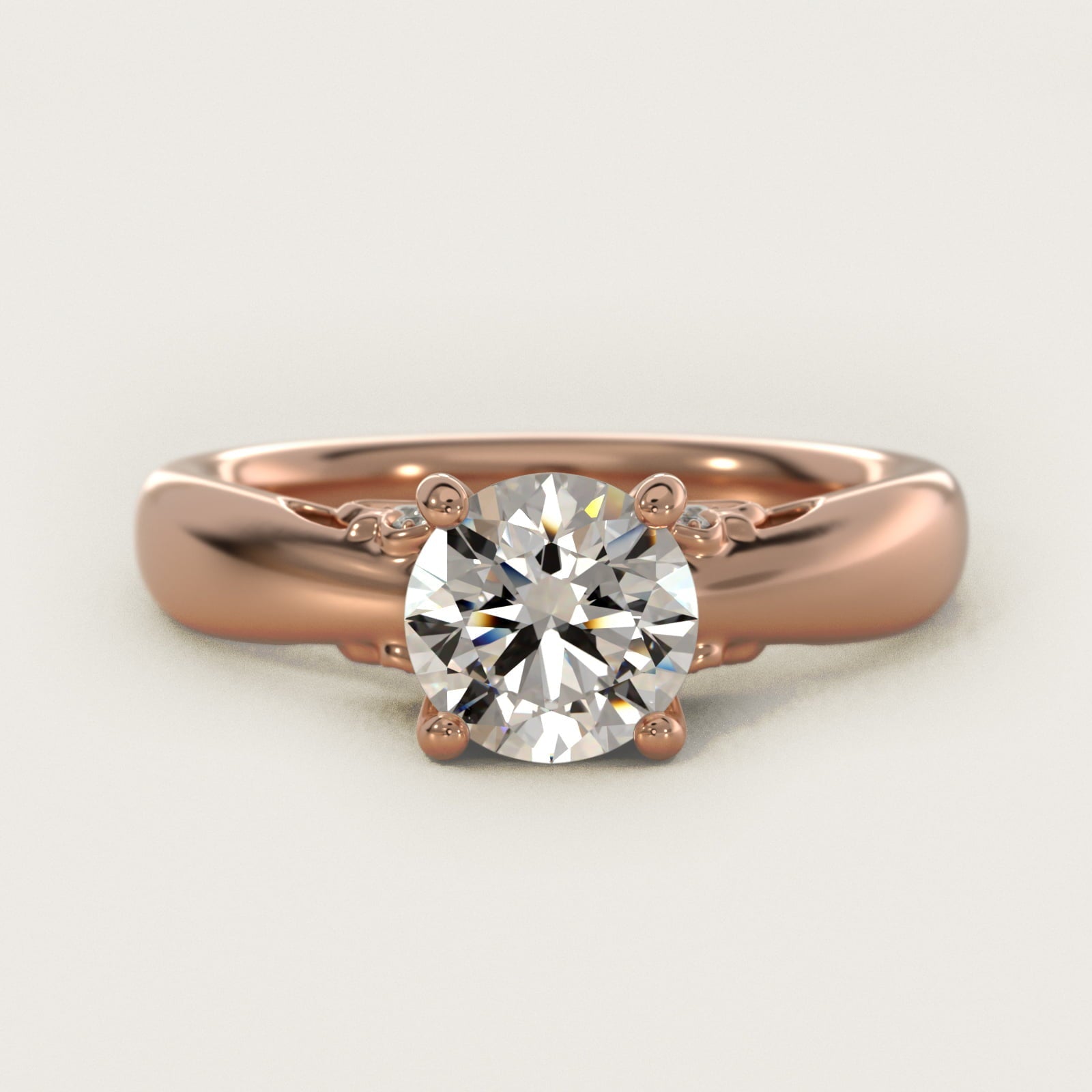 Wide Band Solitaire Engagement Ring in 18k Rose Gold (5mm) - Round Center