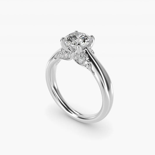 Wide Band Solitaire Engagement Ring in Platinum (5mm) - Round Center