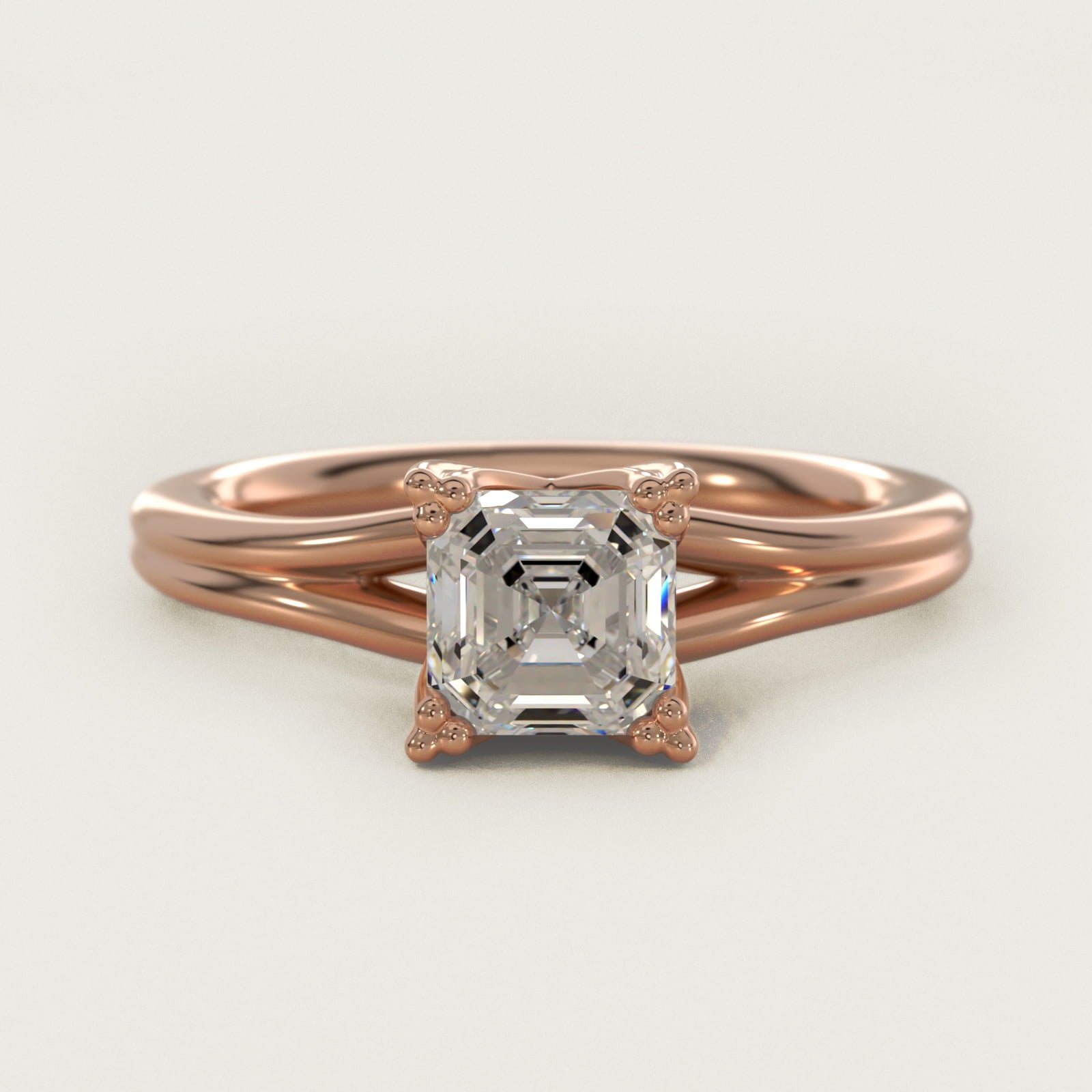 Woven Solitaire Engagement Ring In 18k Rose Gold By James Allen - Asscher Center