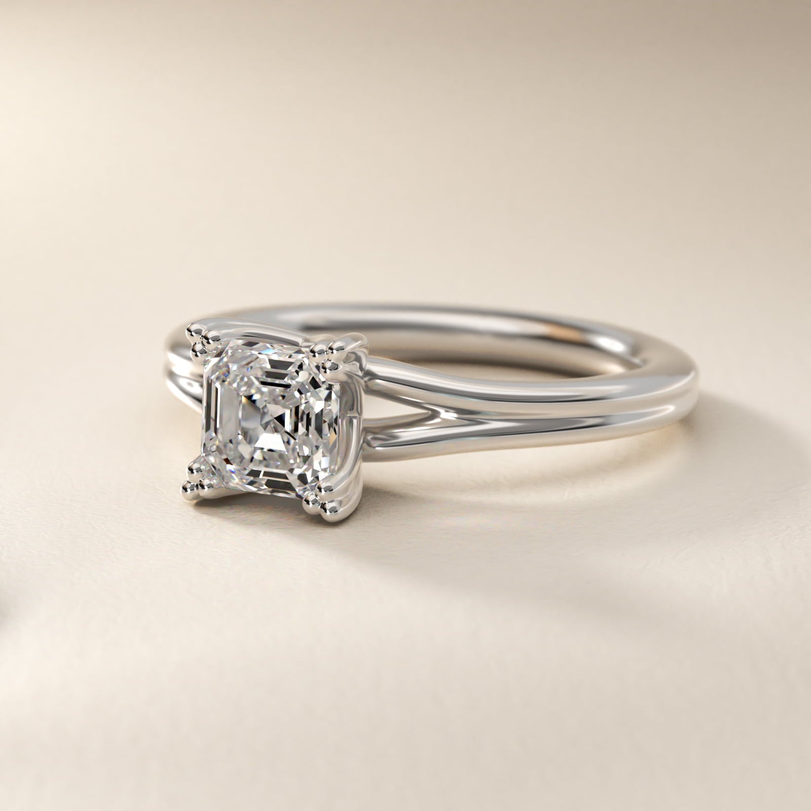 Woven Solitaire Engagement Ring In 14K White Gold By James Allen - Asscher Center