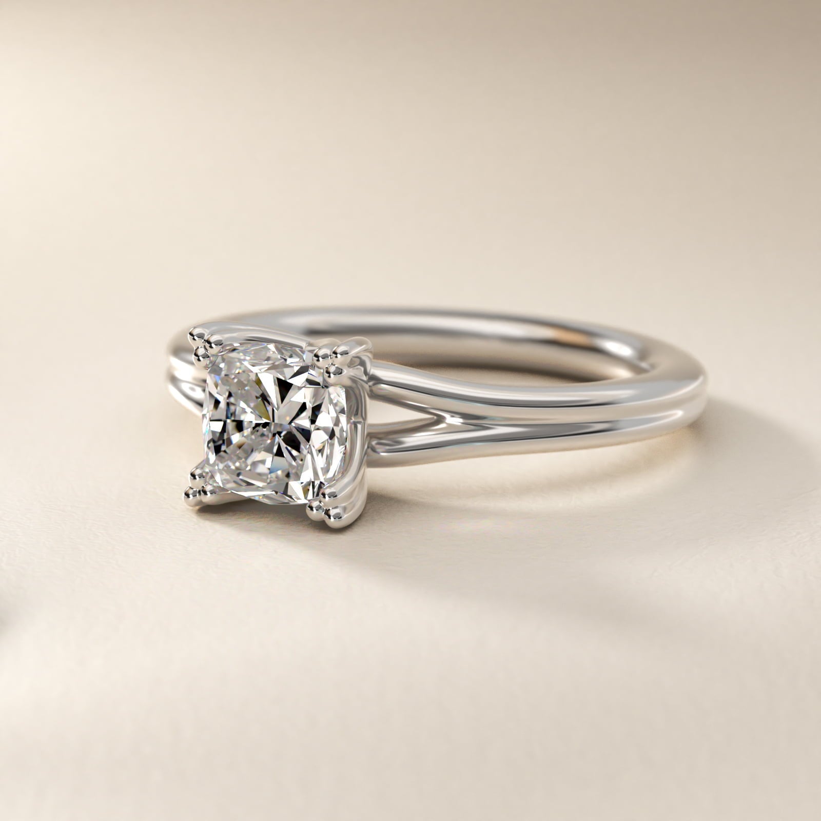 Woven Solitaire Engagement Ring In 14K White Gold By James Allen - Cushion Center