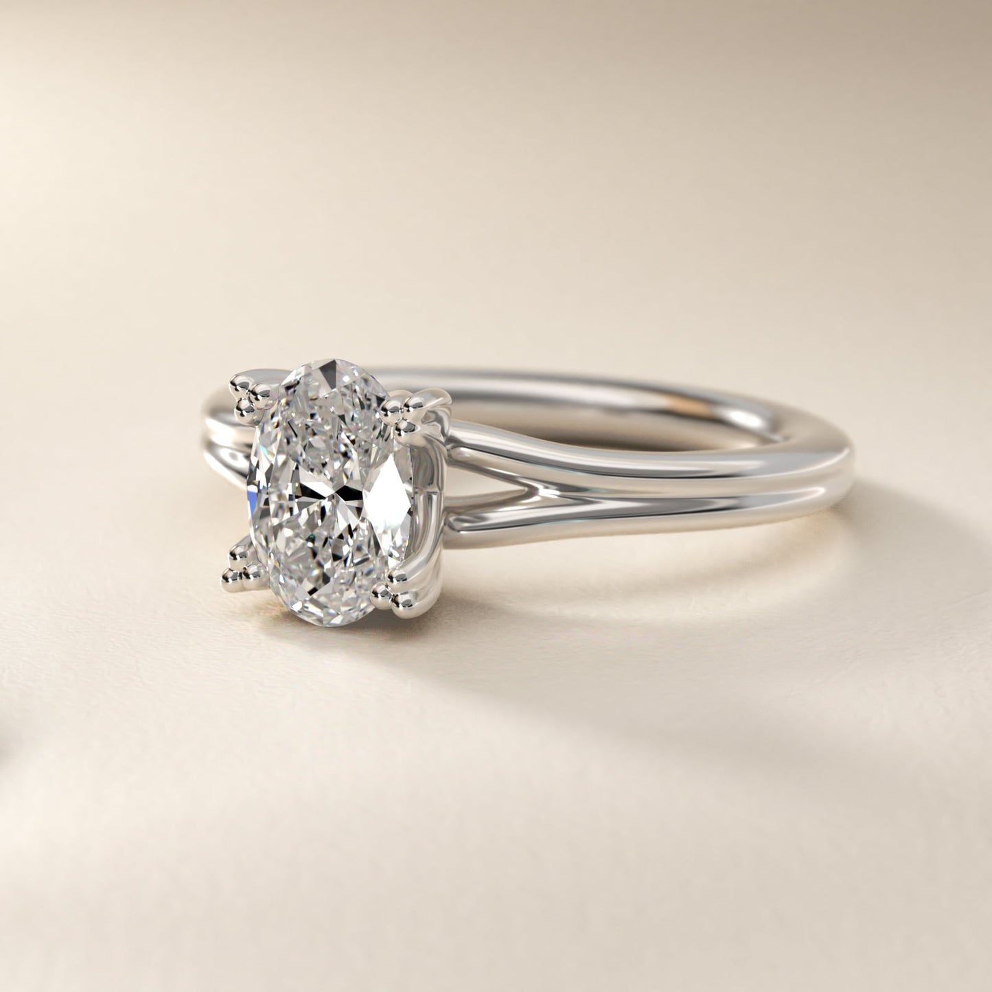 Woven Solitaire Engagement Ring In 18k White Gold By James Allen - Oval Center